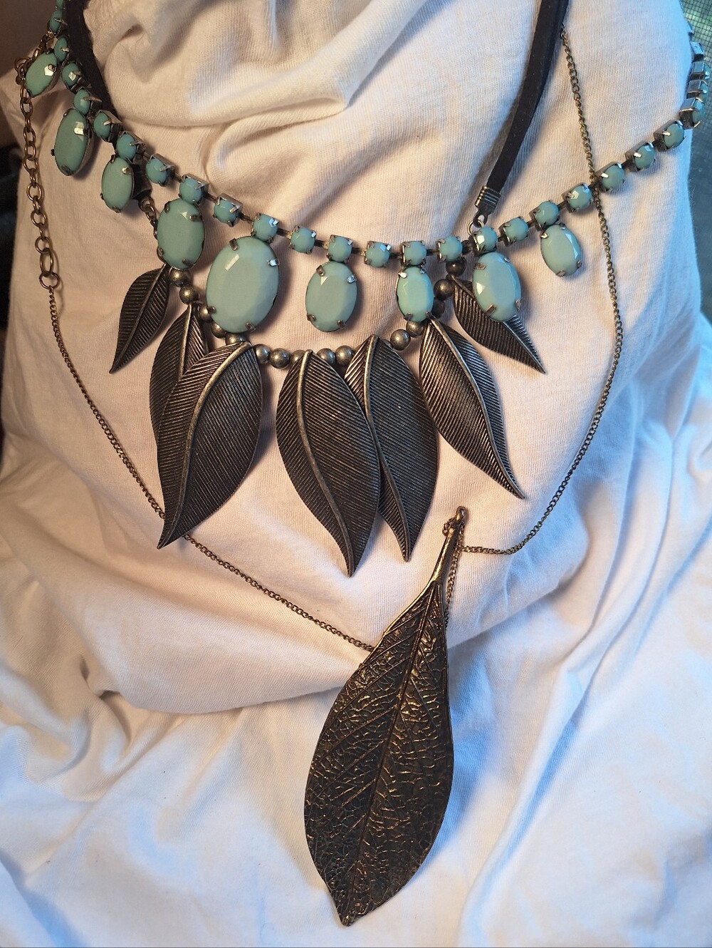 ZAD 3 Vintage Bohemian Necklaces Bundle Bohemian Hippie Styles Blue & Silver